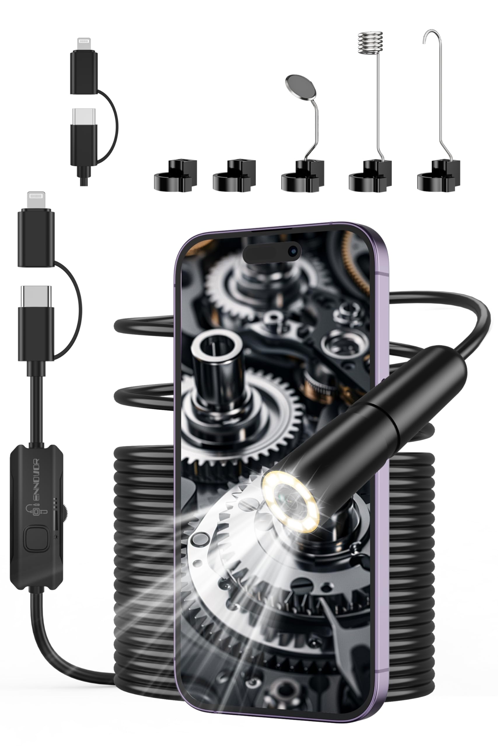 Amazon.co.jp: ファイバースコープ 内視鏡カメラ 1920P 200万画素 8LED