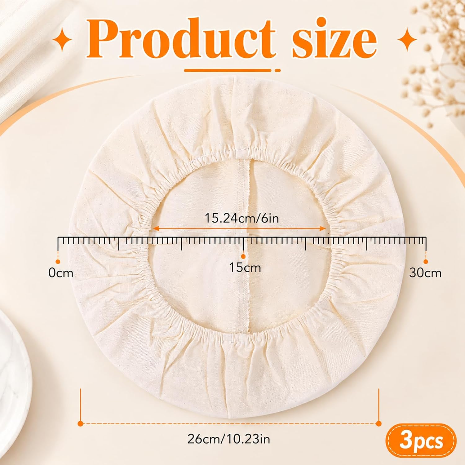 3 Pack Cotton Bread Proofing Cover 9.84inch Sourdough Banneton Liner Cloth