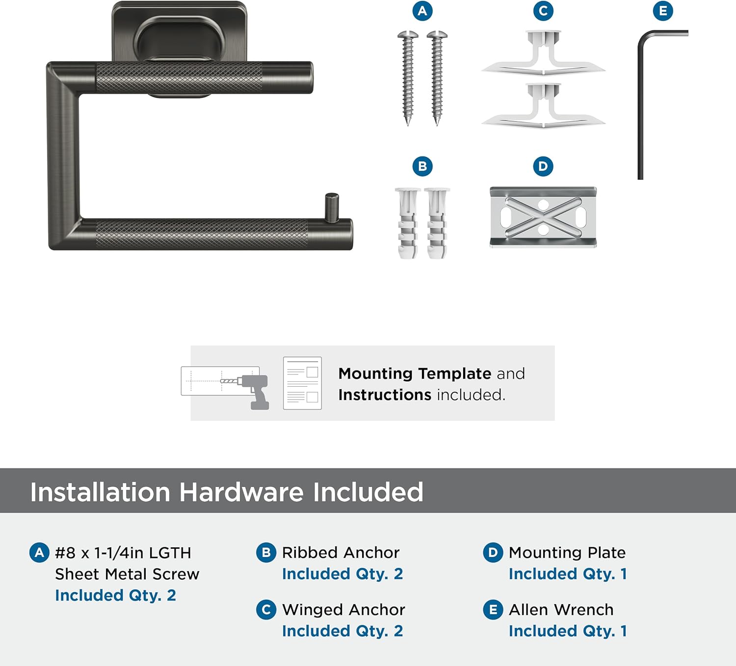 Amerock Bronx Gunmetal Single Post Tissue Holder, BH26617GM