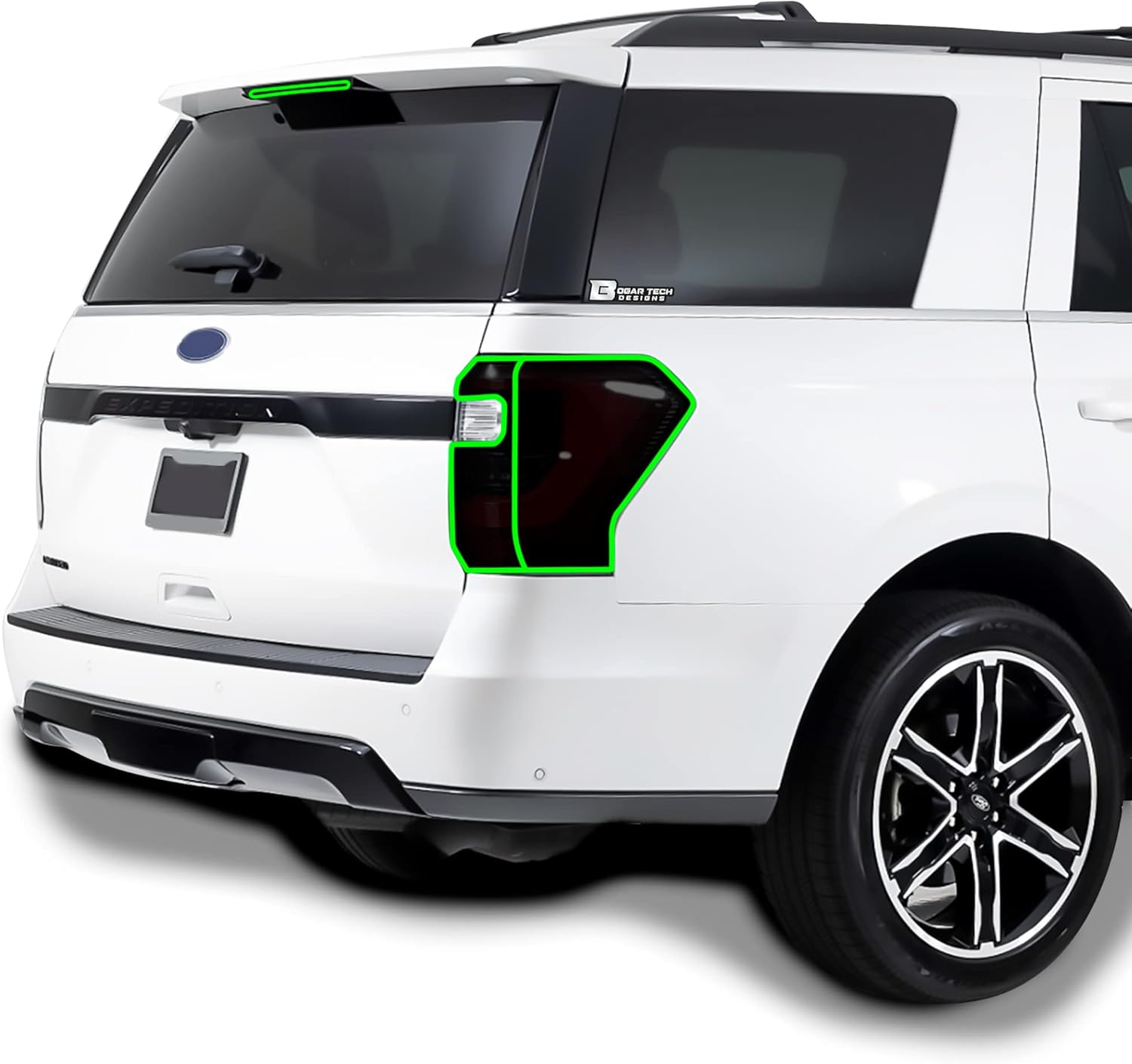 BOGAR TECH DESIGNS Full Rear Taillight Reflector Sidemarker Tail Light Tint Kit Fits Ford Expedition (MAX) 2018-2021, Dark Smoke