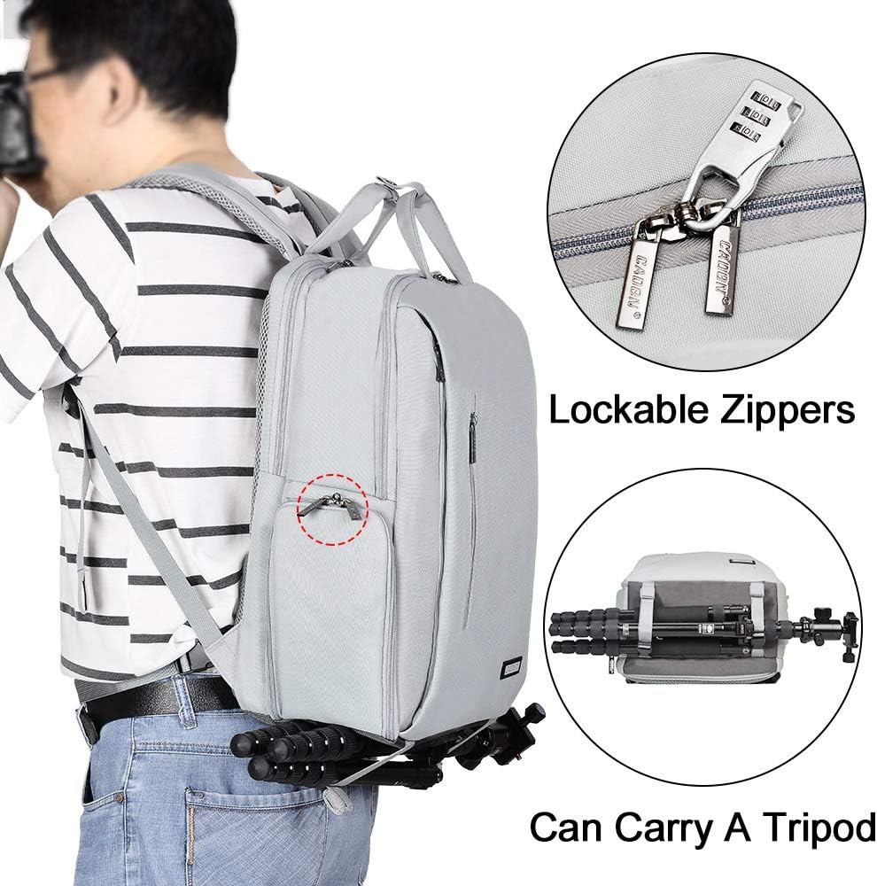 Best Deal 🛒 CADeN DSLR Camera Backpack Bag Waterproof Anti Theft with 15.6 inch Laptop Compartment, USB Charging Port, Tripod Holder, Rain Cover, Inner Case, Compatible for Sony Canon Nikon Olympus