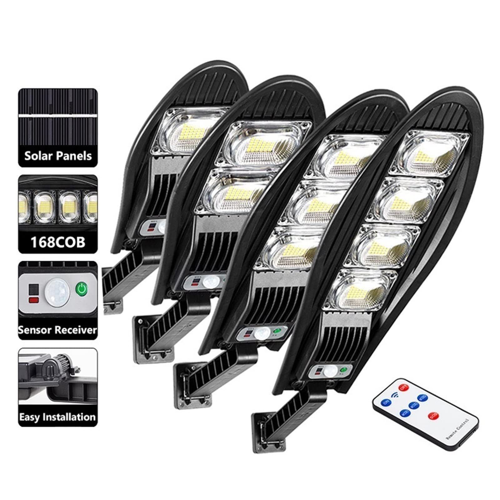Zewnętrzne lampy solarne 168LED Wodoodporna zewnętrzna lampa solarna LED na ścianę ogrodową Lampa solarna z regulowanym kątem 10000 mAh Wbudowana łatwa instalacja (kolor: 42 diody LED, rozmiar: 1
