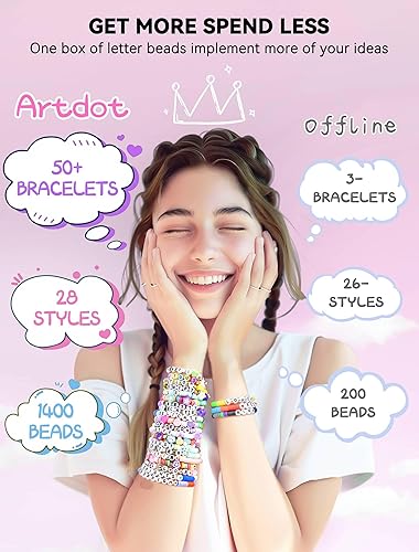 Miniatura 5 de ARTDOT 9800 piezas de 7 estuches de cuentas de letras para pulseras de amistad, fabricación de joyas, 28 estilos de cuentas del alfabeto con