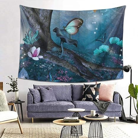 Amazon Co Jp Gukisala タペストリー 花が咲く魔法の森神秘的な環境の森のイラスト 多機能 毛布 おしゃれな壁掛け インテリア ファブリック装飾用品 モダンなアート 和風 壁掛け クールジャパン 家飾り ホーム キッチン