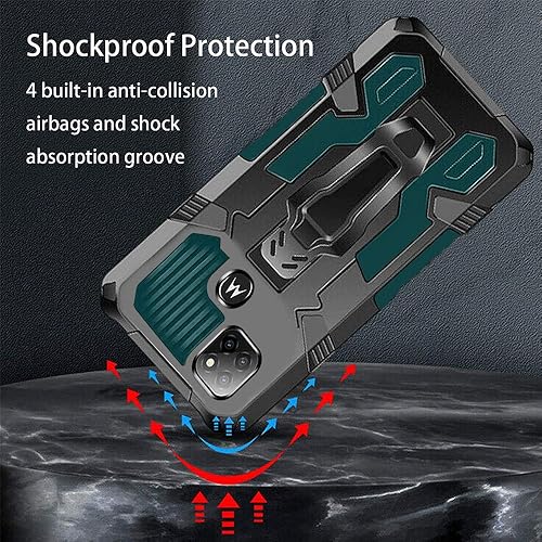 Miniatura 3 de Funda para Motorola One 5G Ace con protector de pantalla de vidrio templado paquete de 2 Funda híbrida de plástico duro de grado militar,