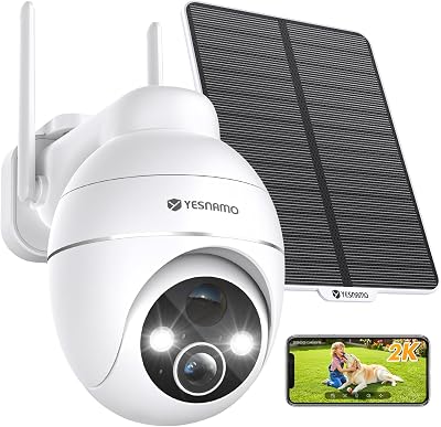 2K Camera Surveillance WiFi Exterieure sans Fil, Énergie Solaire et 360° PTZ, Caméra Solaire Batterie 2,4 G, Double Antenne Vision Nocturne Couleur, Détection PIR Audio Bidirectionnel Blanc