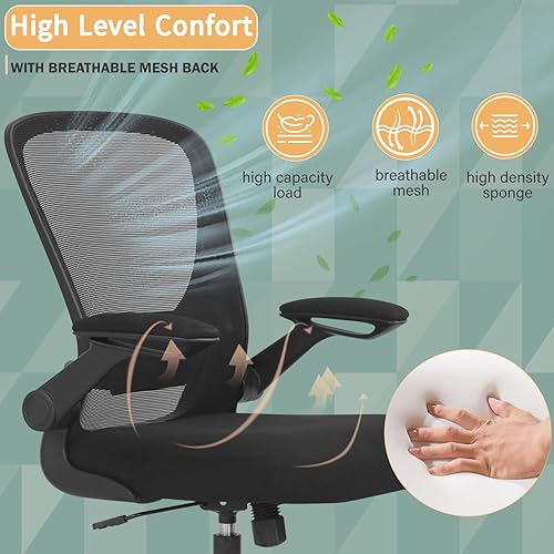 Miniatura 5 de PayLessHere Silla de dibujo alta para oficina, silla de escritorio de pie con anillo ajustable para el pie, brazos abatibles y soporte lumbar, silla