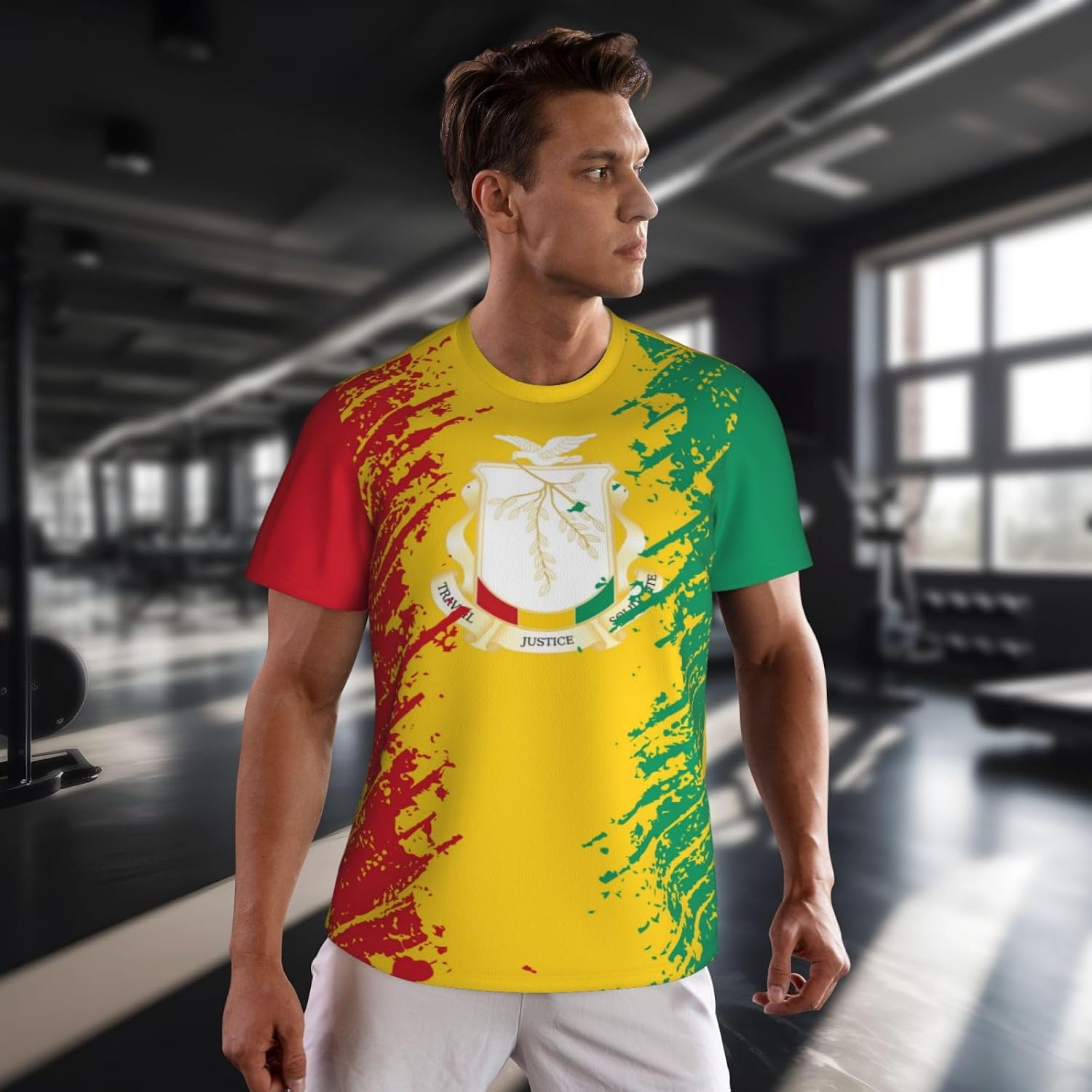 Guinea Flag Grain Sports Jersey T-Shirt 3D Print for Running Cycling Soccer Tennis Fitness Fans Mesh Shirts