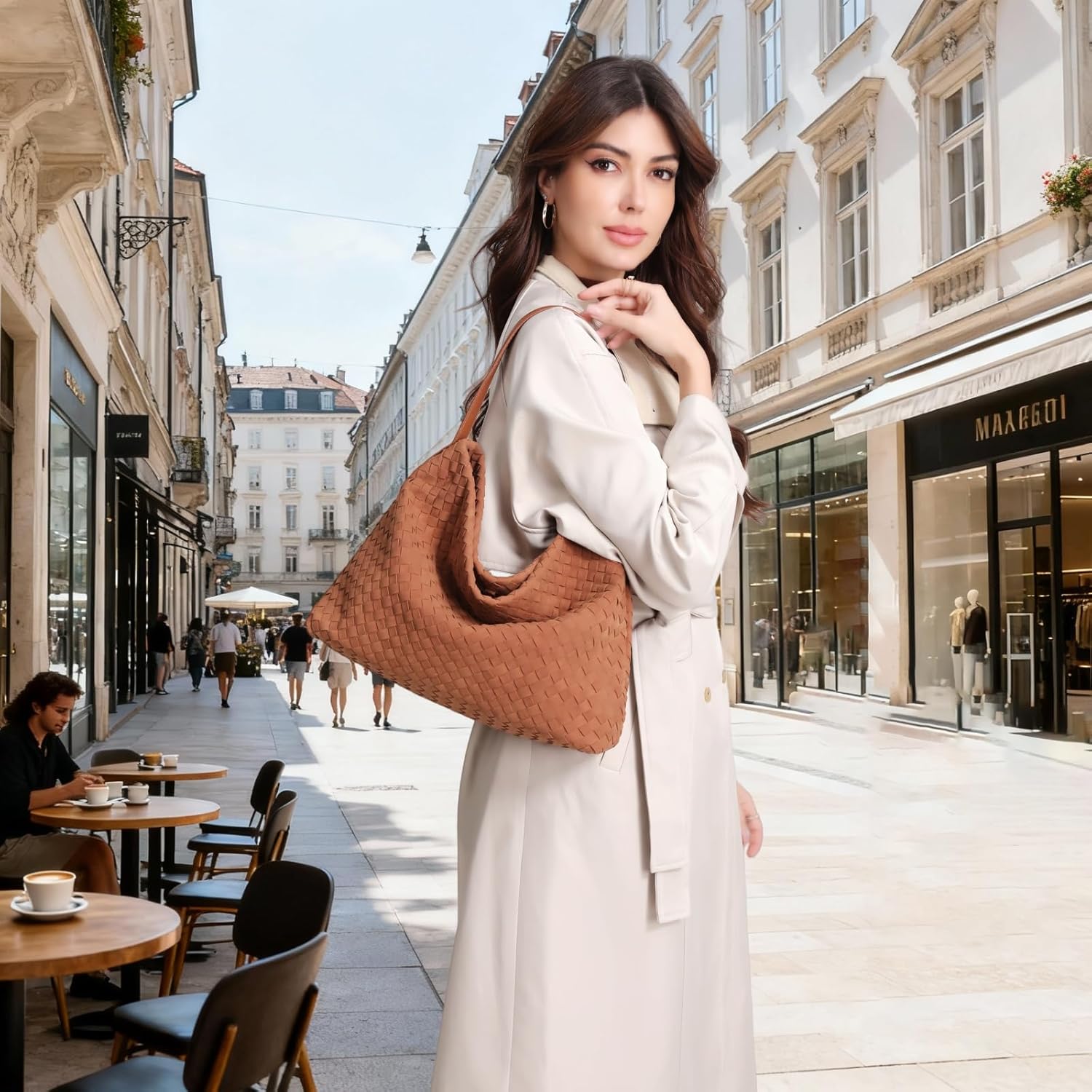 Woven Suede Shoulder Bag for Women,Suede Handbag Hobo Fashion Tote Bag Satchel for Work Weekend Travel Purse 2025 - Image 3