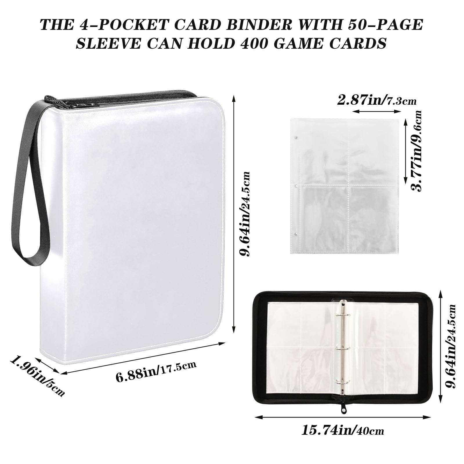 White Card Binder Album Card Holder Protectors Set 4 Pocket Trading Card Binder : Toys & Games