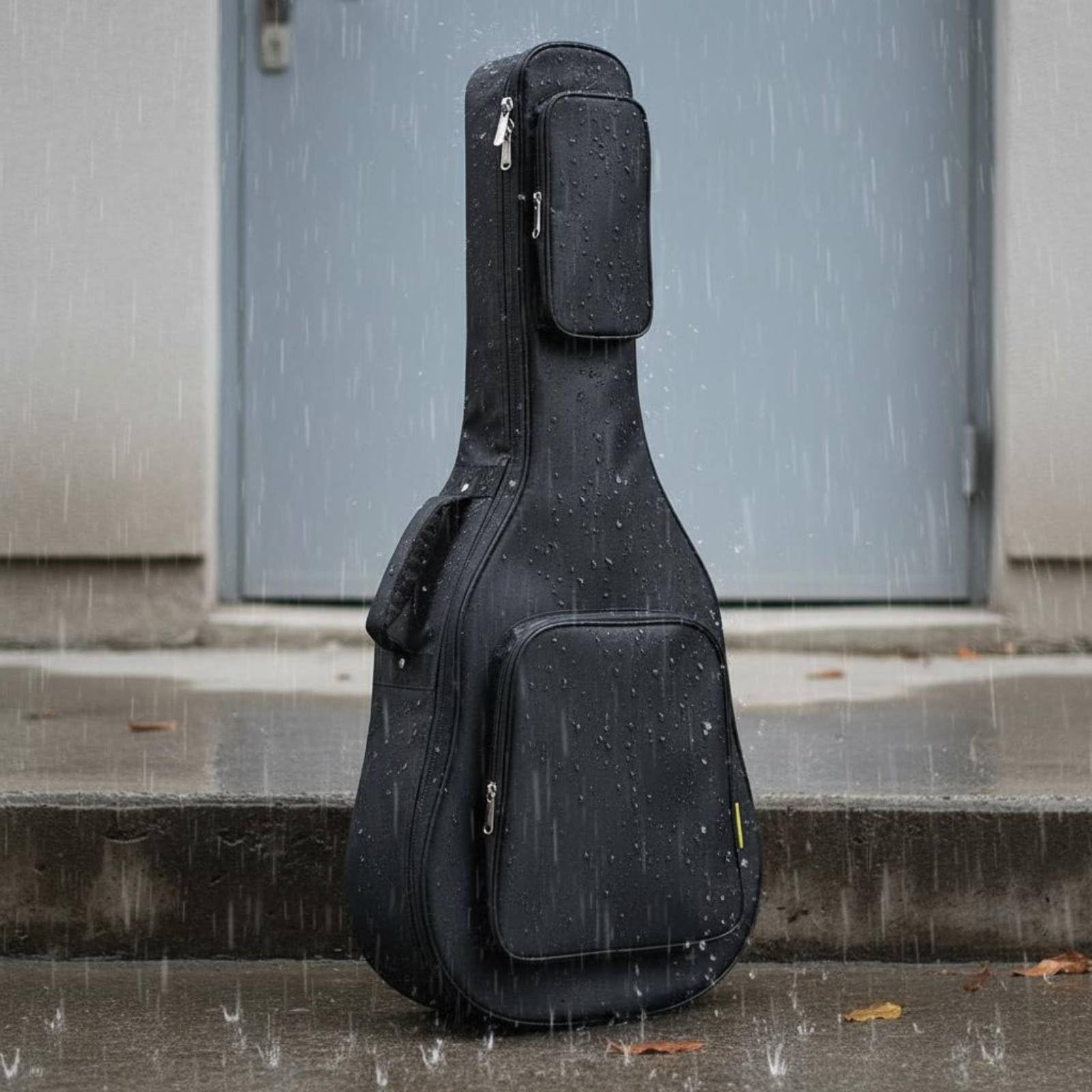 Custodia Chitarra Zaino Antiumidità Borsa Chitarra Impermeabile Imbottitura Spessa Attrezzatura Musicale per Viaggio, Spostamenti, Nero, Nero Lucido, 39 Pollici