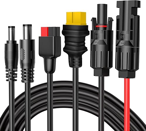 Kit de conector solar universal 4 en 1, 16 AWG a Anderson XT60 DC7909 DC5521, cable de extensión solar, compatible con paneles solares y la mayoría