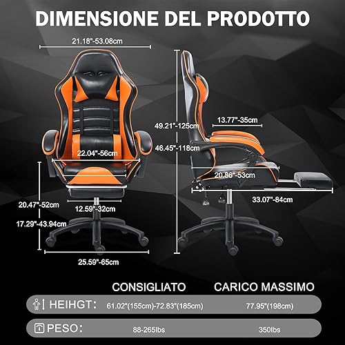 Miniatura 6 de Silla de escritorio de oficina para juegos de computadora con soporte lumbar de masaje, silla ancha para computadora para personas pesadas, sillas