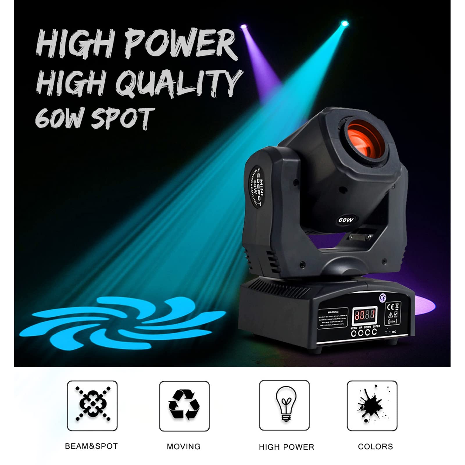 Amazon.co.jp: IGERCN LEDムービングヘッド、ミニスポット60W LED