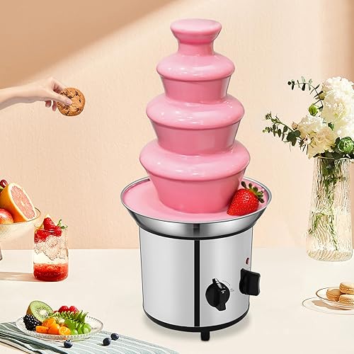 Miniatura 8 de Máquina de fuente de chocolate, fuente eléctrica de 4 niveles de acero inoxidable para fusión de quesos para cumpleaños y fiestas, bodas, para