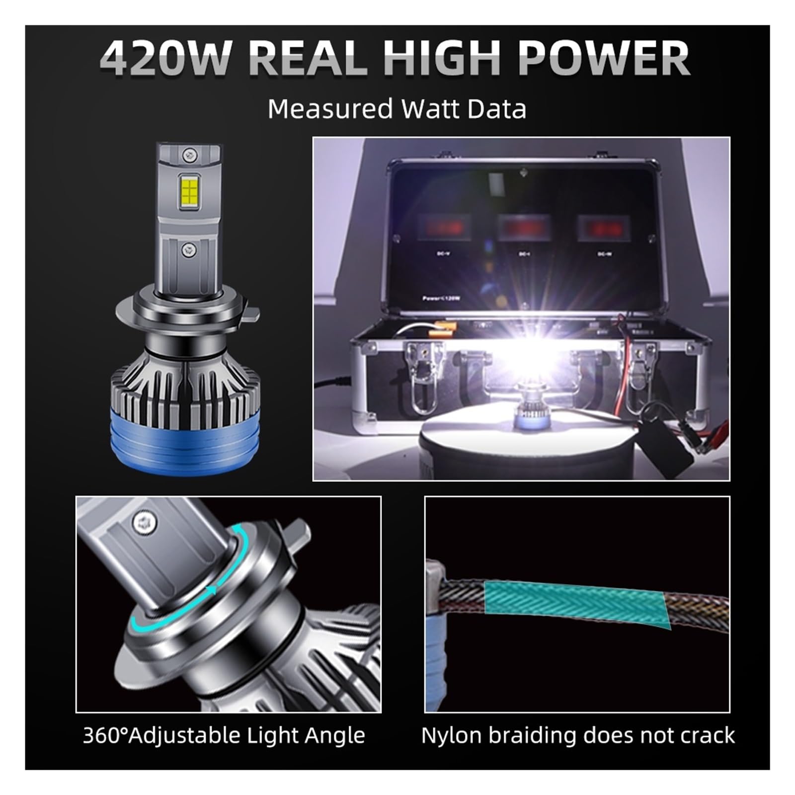 H11 Car Led Light H7 Led Canbus H4 Led Headlight 420W Car Lights Auto Lamp H1 H3 H8 H9 H11 9005 9006 Bombilla for Auto Motocicletas(100000LM_H8)
