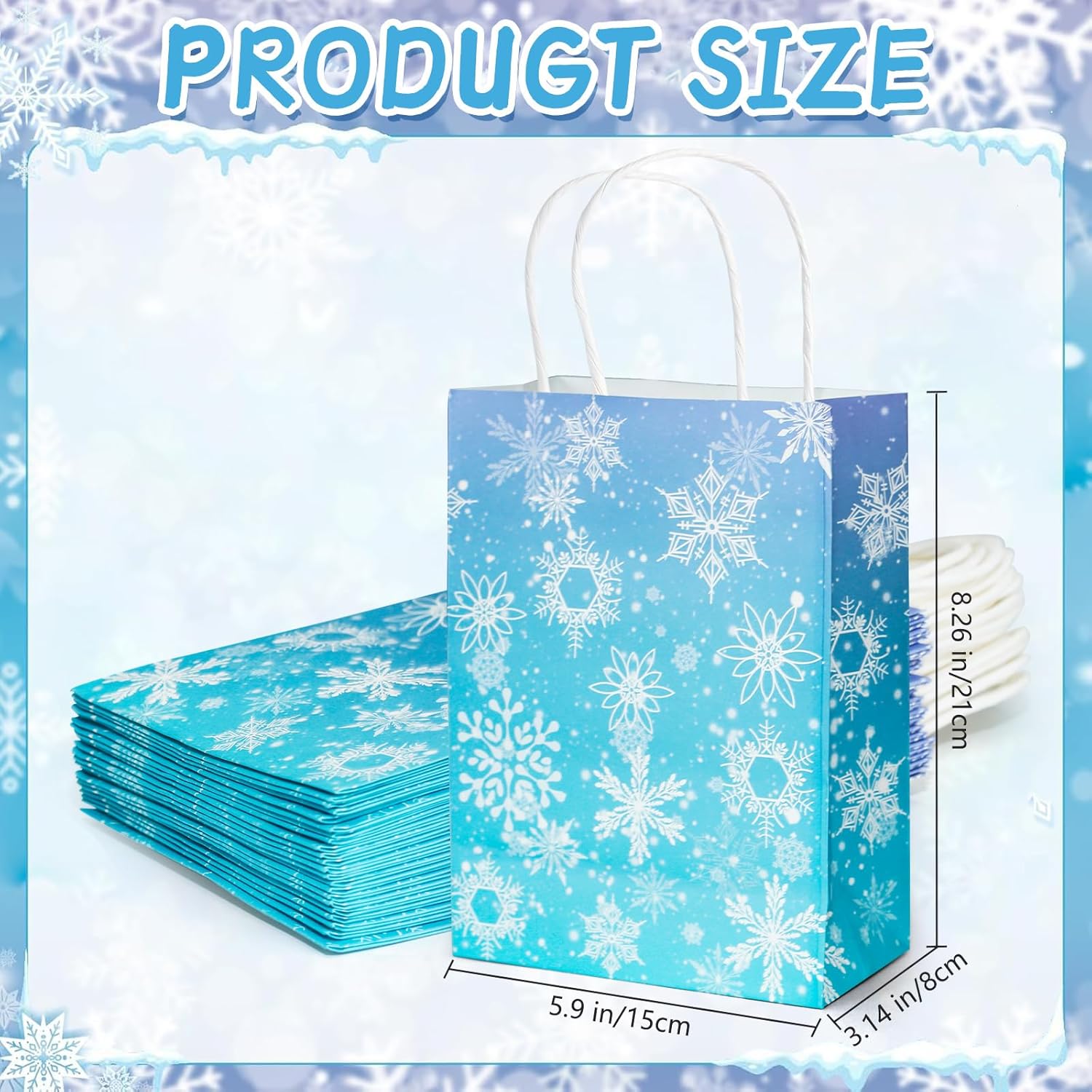 YXXHOME 24 Pcs Winter Snowflake Gift Bags, Christmas Gift Bags Bulk with, Snowflake Party Favor Bags with Handles,Birthday Christmas Holiday Birthday Party Supplies Decorations - Image 2