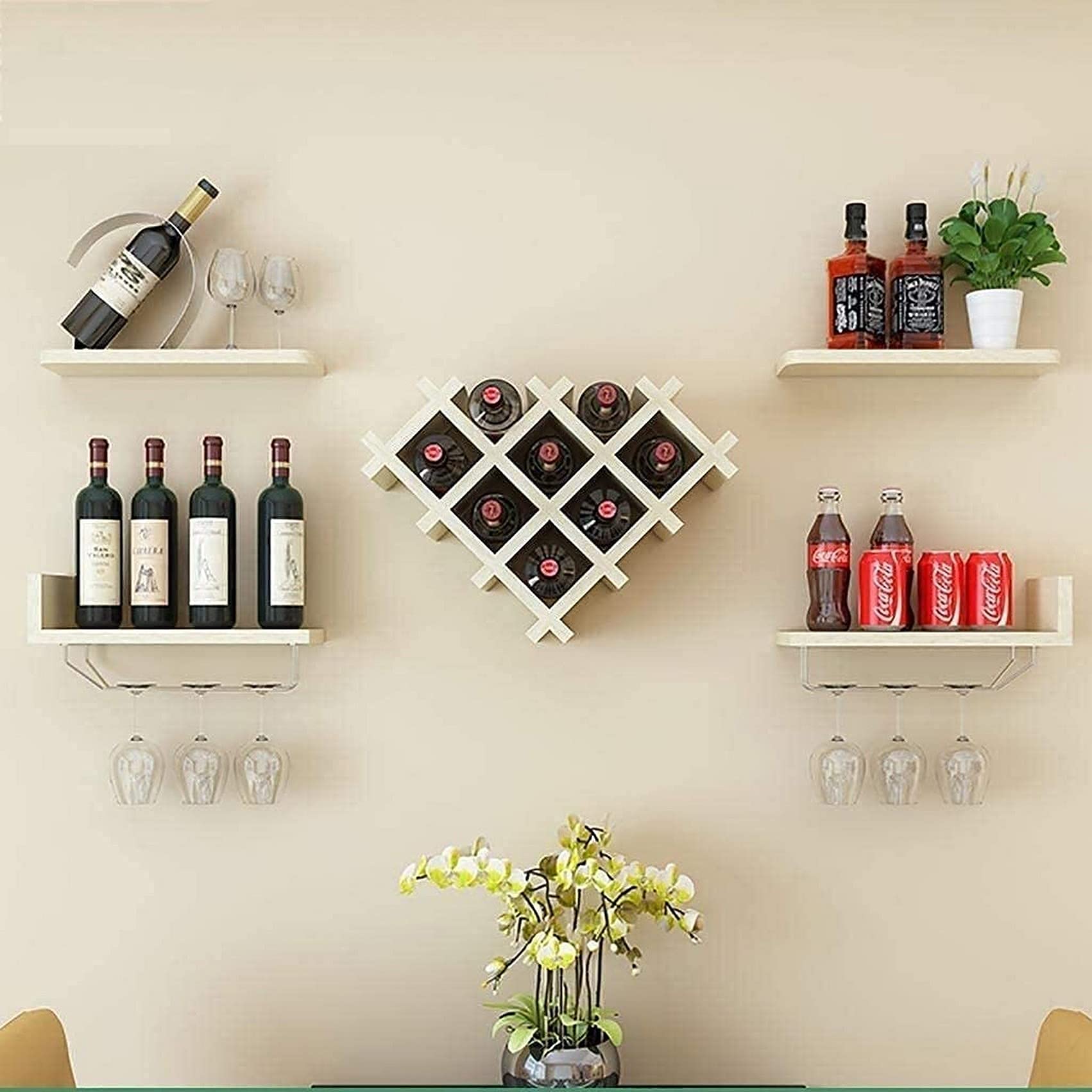 Porte-vin moderne minimaliste avec rack de stockage pour partition murale