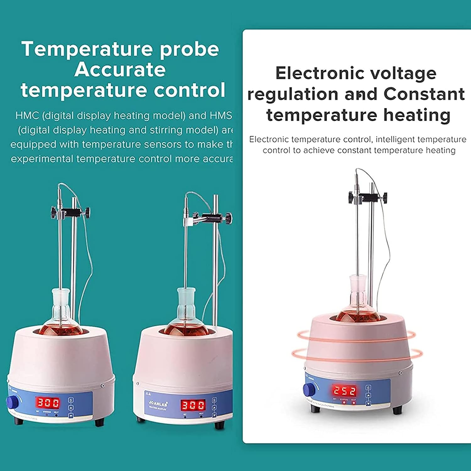 Digital Heating Mantle with Magnetic Stirring, 100Ml / 250Ml / 500Ml / 1L / 2L Magnetic Stirring Electric Heating Mantle, Heating/Magnetic Stirring with Temperature Probe/BRAC