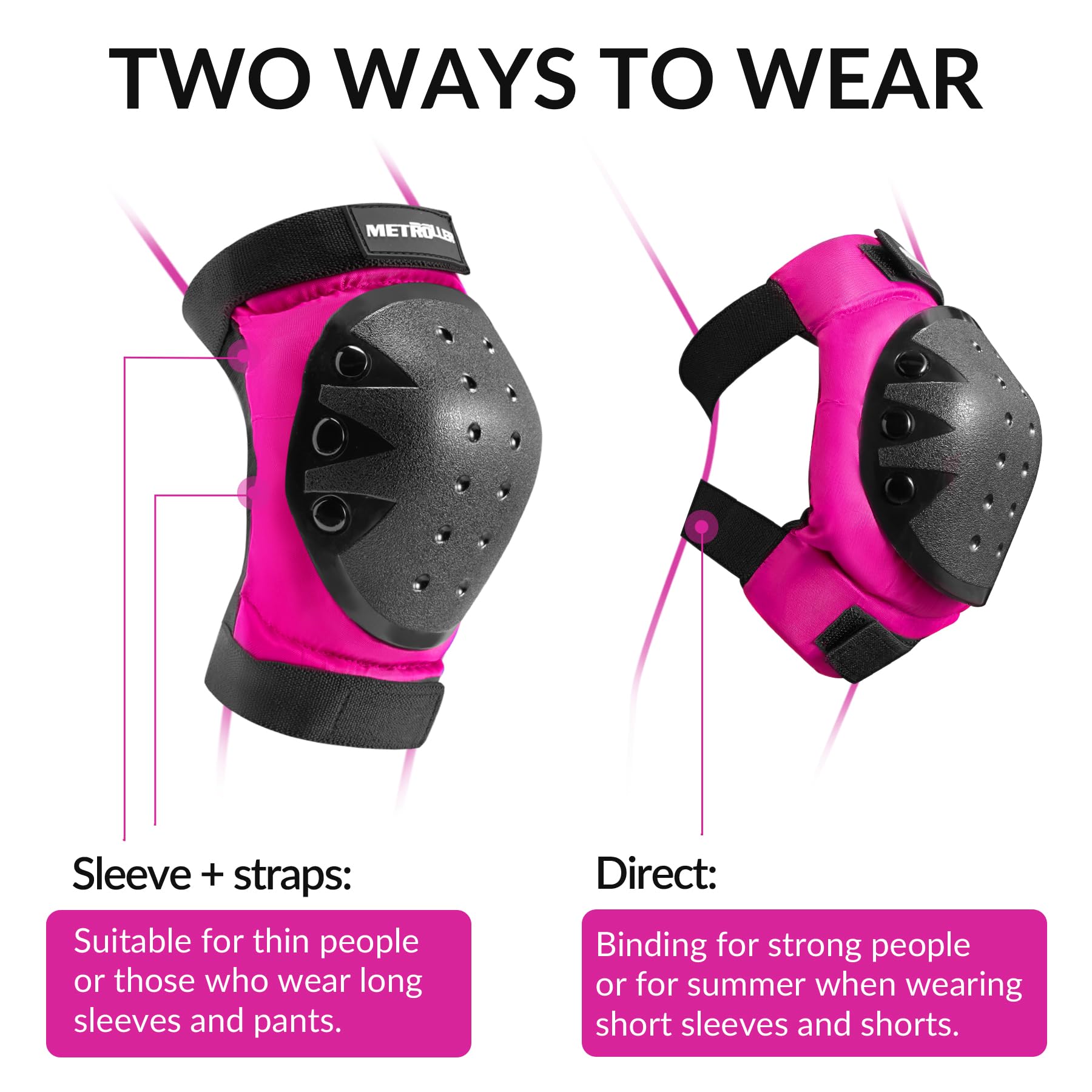 METROLLER Adult & Kids Protective Gear Set for Men, Women Youth Knee Pads, Elbow Pads & Wrist Guards 3 in 1 for Skateboarding Multi-Sports Protective Gear