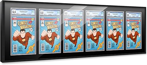 Miniatura 205 de Poster Palooza Marco de cómic con paspartú para 2 cómics CGC, CBCS o PGX Graded Comics – Marco de cómic negro para cómics de 8.125 x 13 pulgadas