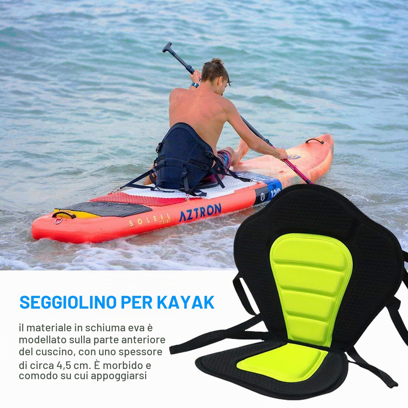 Sedile per Kayak | Sedili per Kayak con Supporto per la Schiena per sedersi in Cima,Schienale per Barche in Canoa Supporto per Schienale con Cinghie Regolabili per Kayak, Rafting, Canoa