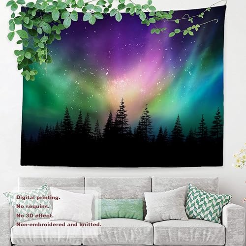 Miniatura 4 de Shrahala Tapiz de luces del norte, auroras boreales, auroras boreales, tapiz grande para colgar en la pared, tapiz psicodélico, decoración de
