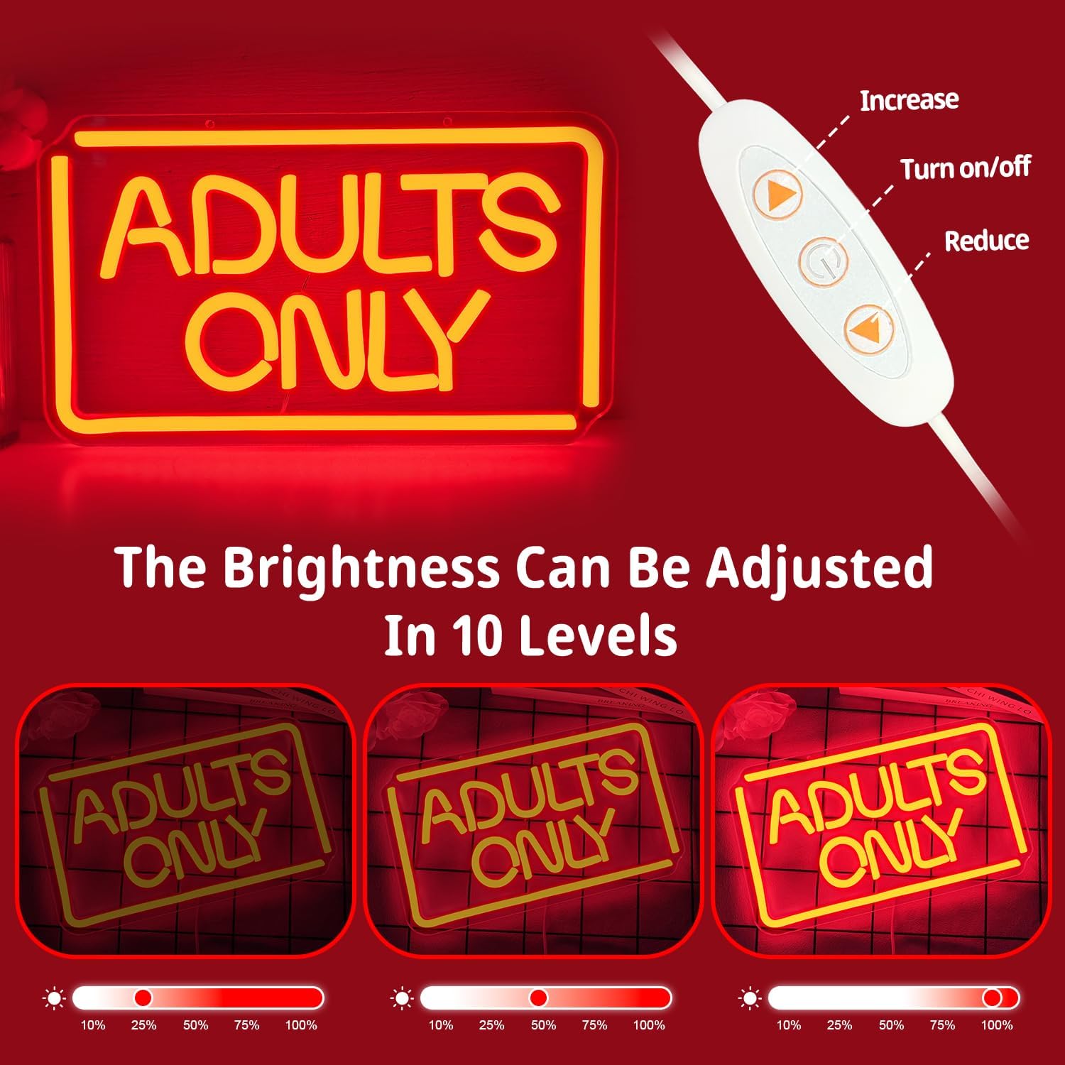Adults Only Neon Sign Dimmable Usb Powered Sexy Led Sign Business Light Up Sign Neon Lights for Bedroom Adult Space Hotel Man Cave Bar Led Wall Decor