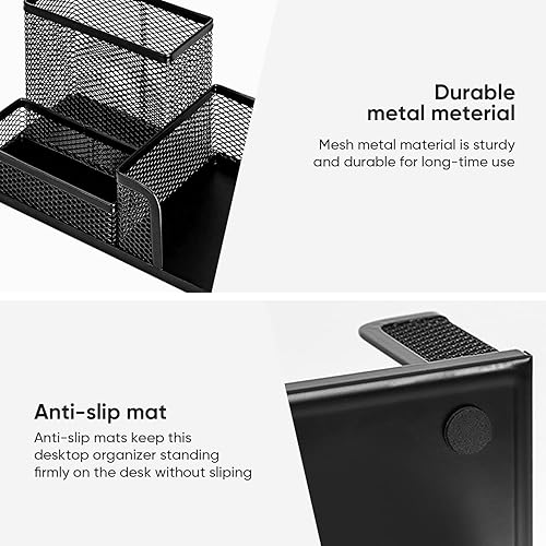 Miniatura 6 de deli Organizador de escritorio de malla para suministros de oficina con soporte para lápices y cestas de almacenamiento para accesorios de