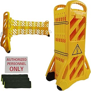 13 Foot Portable Driveway Fence Safety Barriers Barricade Expandable Mobile Folding System for Construction Traffic Control Driveway Gate Outdoor