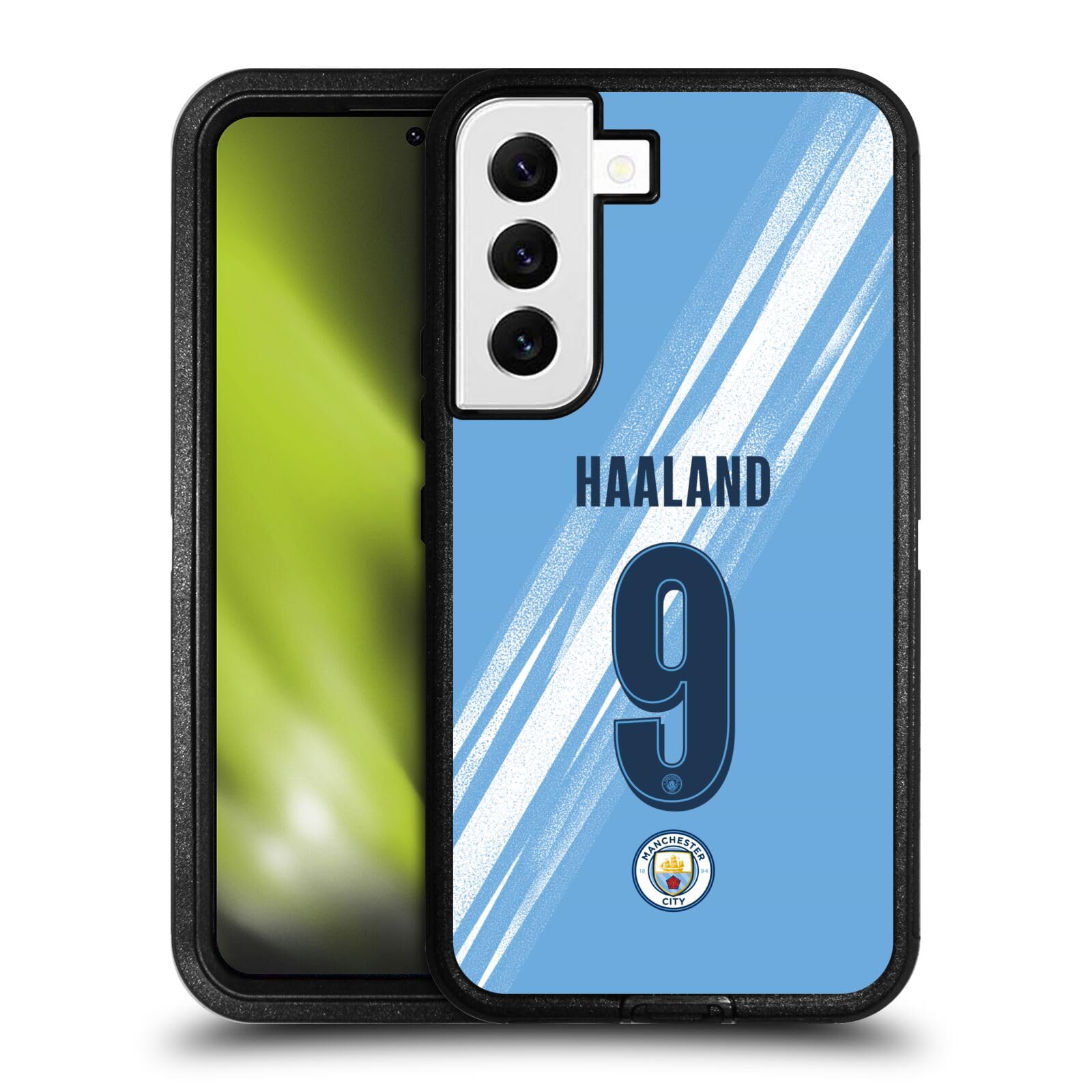 Head Case Designs Officially Licensed Manchester City Man City FC Erling Haaland 2025/26 Players Home Kit Ultra-Armoured Shockproof Case [Military Grade] Compatible With Samsung Galaxy S22 5G