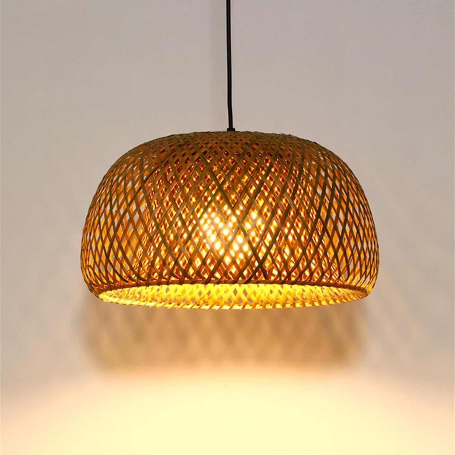 12 "Boho Rattan Lampada a Ciondolo, E27 Hardwired Plafoniera, Illuminazione a Ciondolo Bambù Vimini Lampada a Sospensione Per Cucina Isola Soggiorno Sala da Pranzo