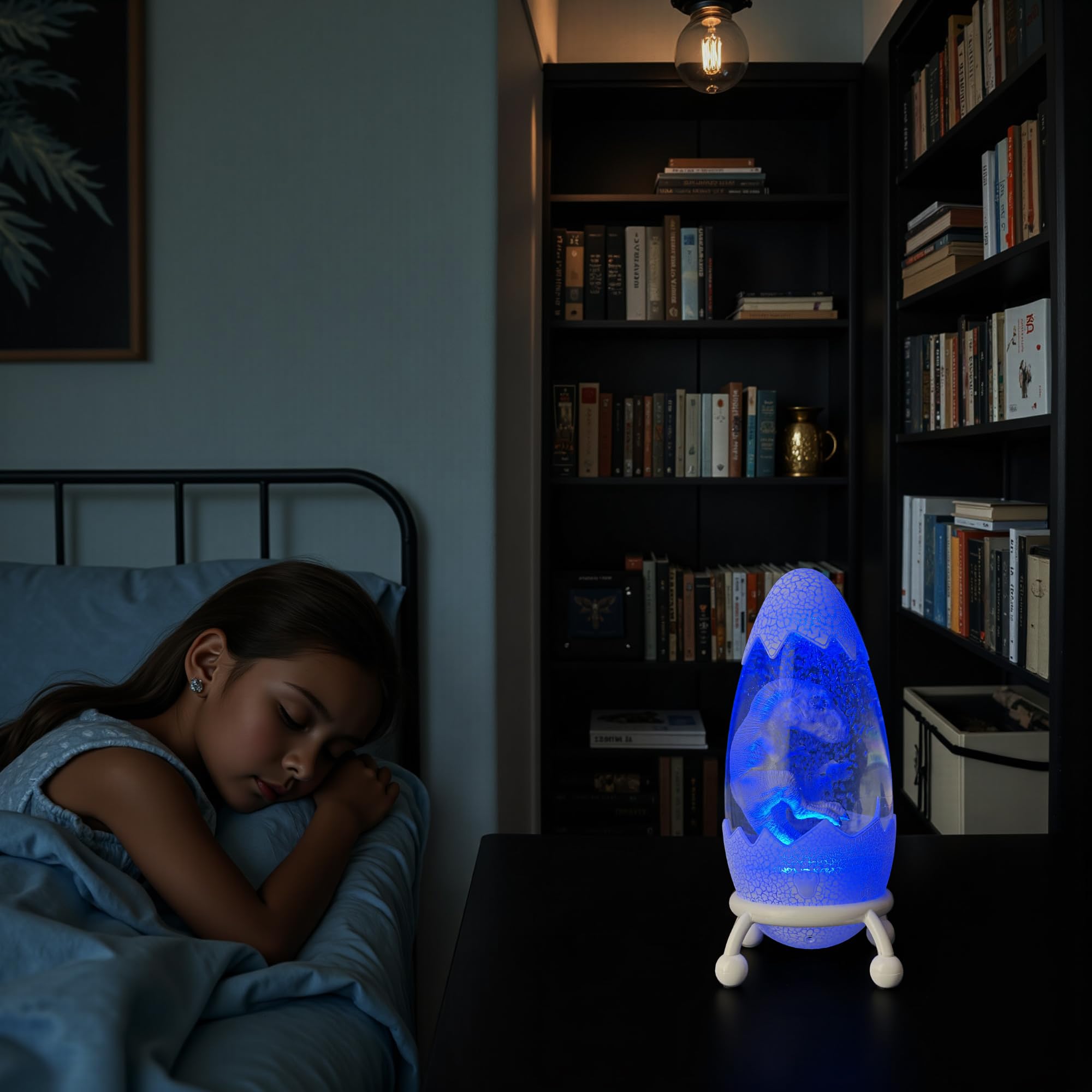 Lily's Home Lámpara de luz nocturna de dinosaurio para habitación de niños, 1 unidad, control remoto de 12 colores, diseño de burbujas, brillo ajustable, 9.8 pulgadas de alto, alimentado por USB