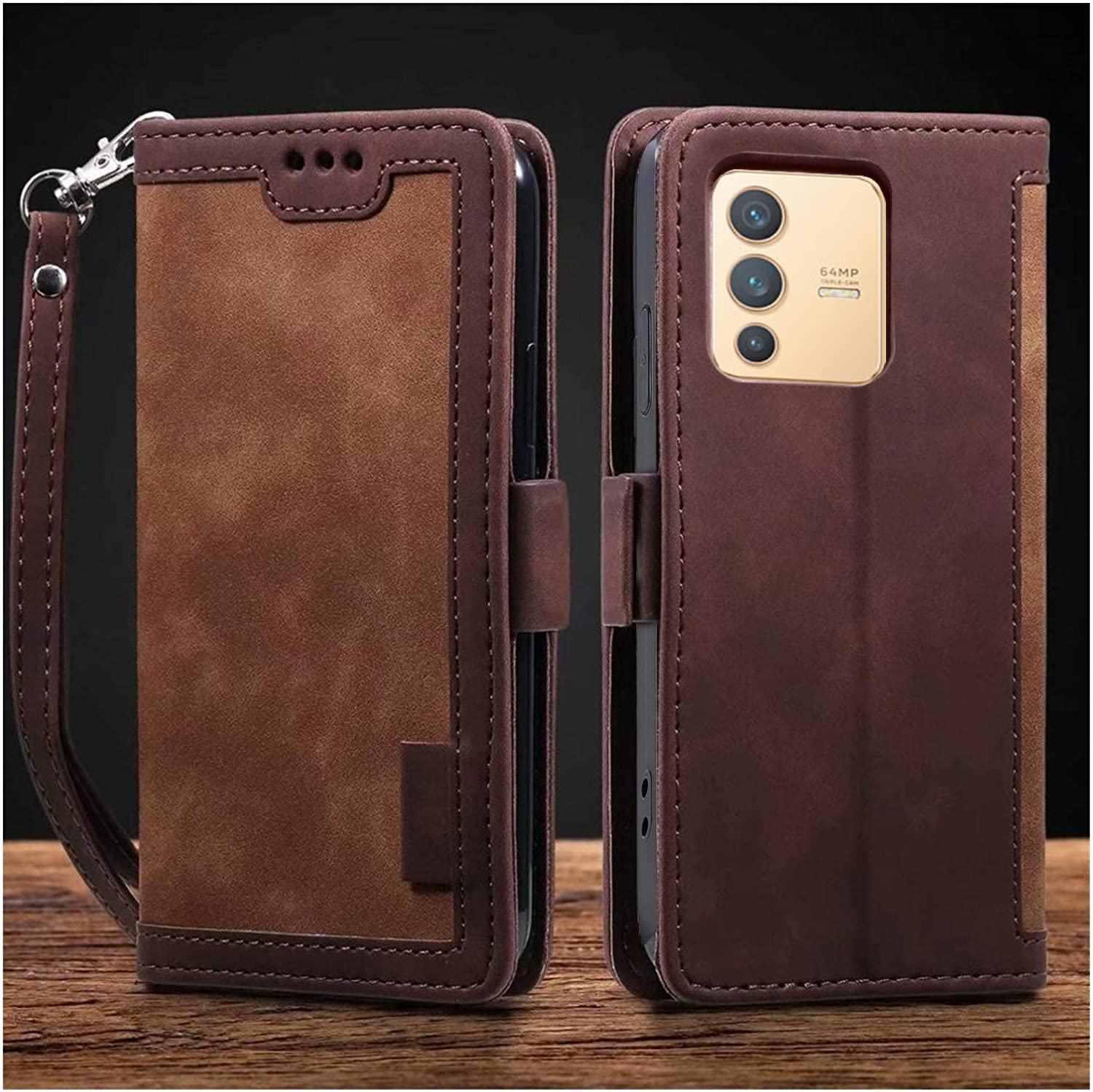 Excelsior Premium PU Leather Wallet flip Cover case with | Card and Cash Slot Cover case for Vivo V23 (Coffee) (B0BTFP6N1P) Amazon Price History, Amazon Price Tracker