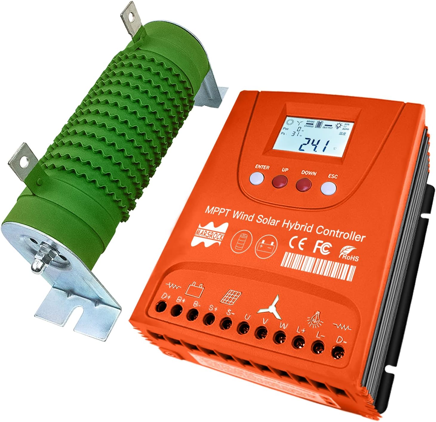 Mars Rock 3000W 12V 24V 48V 0~1500W Wind 0~1500W Solar MPPT Wind Solar Hybrid Controller Pioneer Version Charge Lithium & Lead Acid Gel Battery (12V/24V Auto)