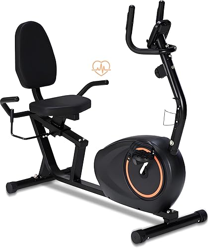 Bicicleta estática reclinada para el hogar con resistencia magnética silenciosa de 16 niveles, bicicleta reclinada para personas mayores y adultos