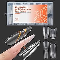 Vista 8 de MODELONES Gel de extensión de poli con forma de uñas duales, 120 unidades, uñas de ataúd transparentes, puntas de uñas de bailarina