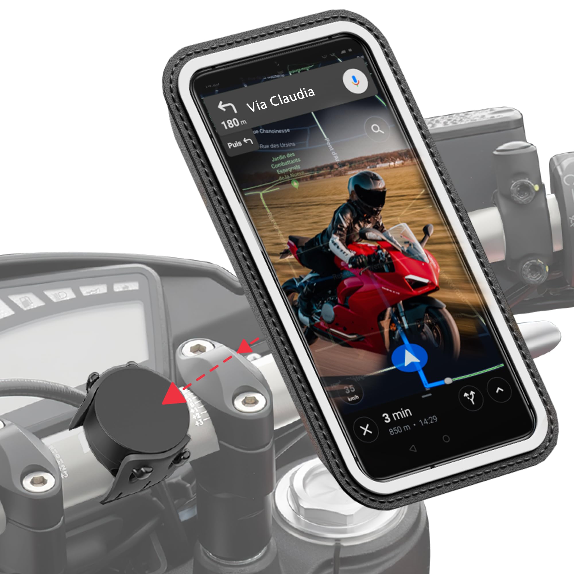 PORTA NAVIGATORE CELLULARE DA MOTO MAGNETICO SERBATOIO LAMPA 90424 - Foto 12