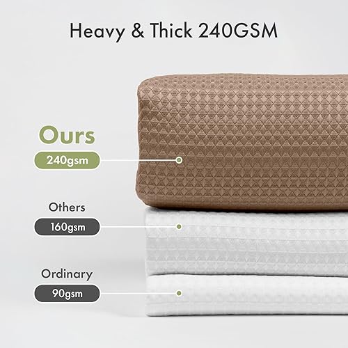 Vista 64 de AmazerBath - Cortina de baño con tejido de punto gofre, calidad hotelera, 60 x 72 pulgadas, blanco