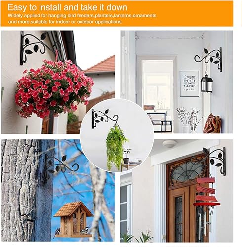 Miniatura 5 de KABB 2 soportes de metal para colgar plantas, soporte de pared de hierro de 12 pulgadas, duradero, resistente al óxido, gancho para colgar plantas,