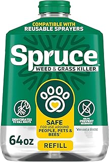 Spruce Weed Killer Refill - Versatile Weed & Grass Killer₃ for Flower Beds, Driveways & Mulch Beds - No Pour, No Mix, No Mess Refill - Kills Dandelions, Crabgrass & More (64 Oz)