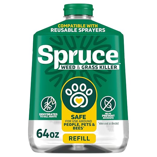 Spruce Weed Killer Refill - Versatile Weed & Grass Killer₃ for Flower Beds, Driveways & Mulch Beds - No Pour, No Mix, No Mess Refill - Kills Dandelions, Crabgrass & More (64 Oz)