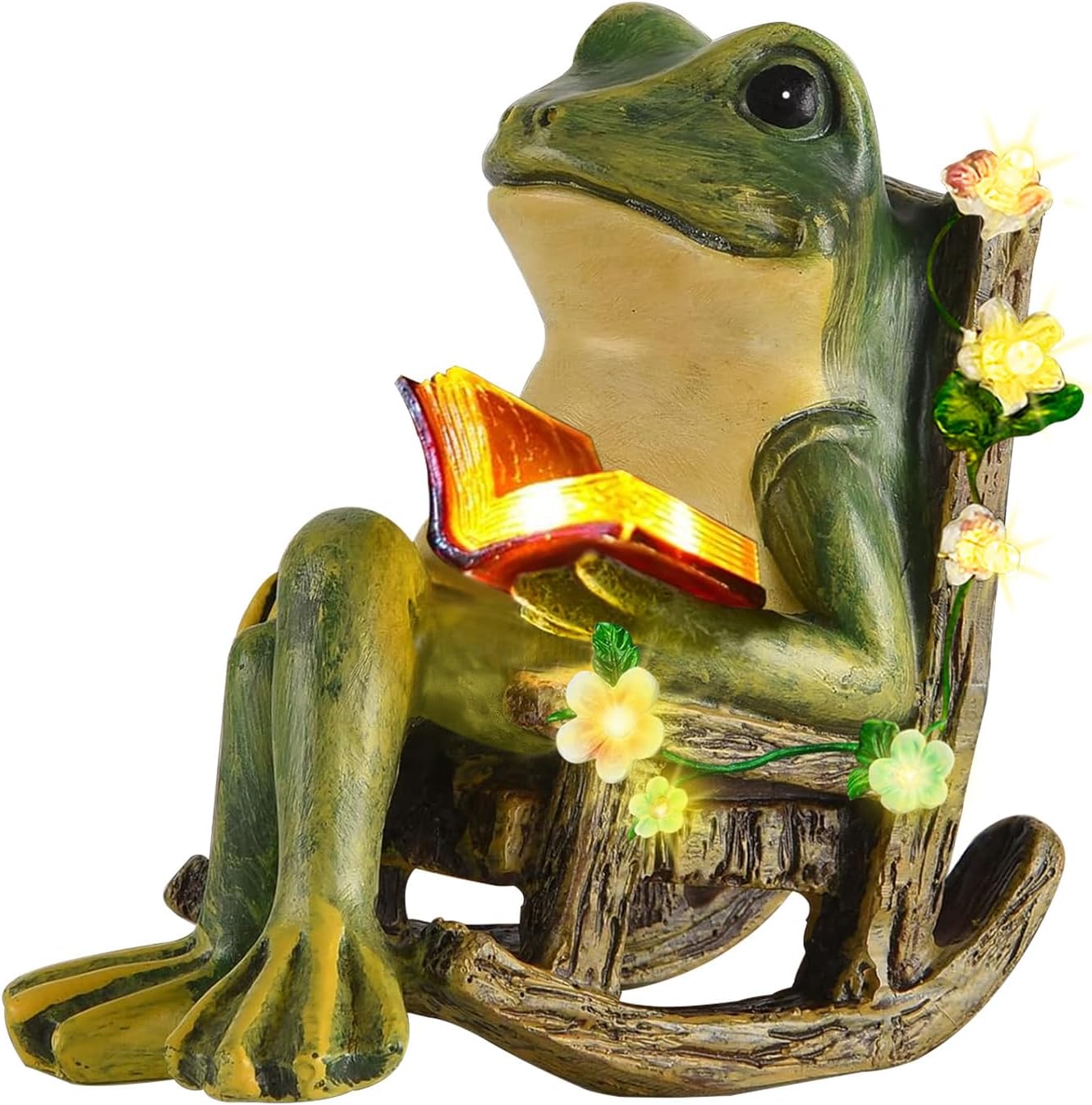 Solar Garden Statues Miniature Frog Figurine Halloween Decorations with Succulents and 7 LED Lights Outdoor for Patio Yard Balcony Lawn-Unique Housewarming Birthday Gifts for Women Mom Family Friends