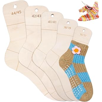 Pack of 5 Sock Boards Size 36-45 Sock Template Sock Stretcher Sock Blocker Sock Blocker Sock Blockers Sock Ruler for Knitting as a Knitting Aid for Knitting and Crocheting