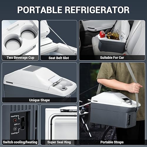 Miniatura 6 de Refrigerador y calentador portátil para automóvil de 9 cuartos (9 litros), enfriador termoeléctrico de 12 V para automóviles, camiones, campamentos,