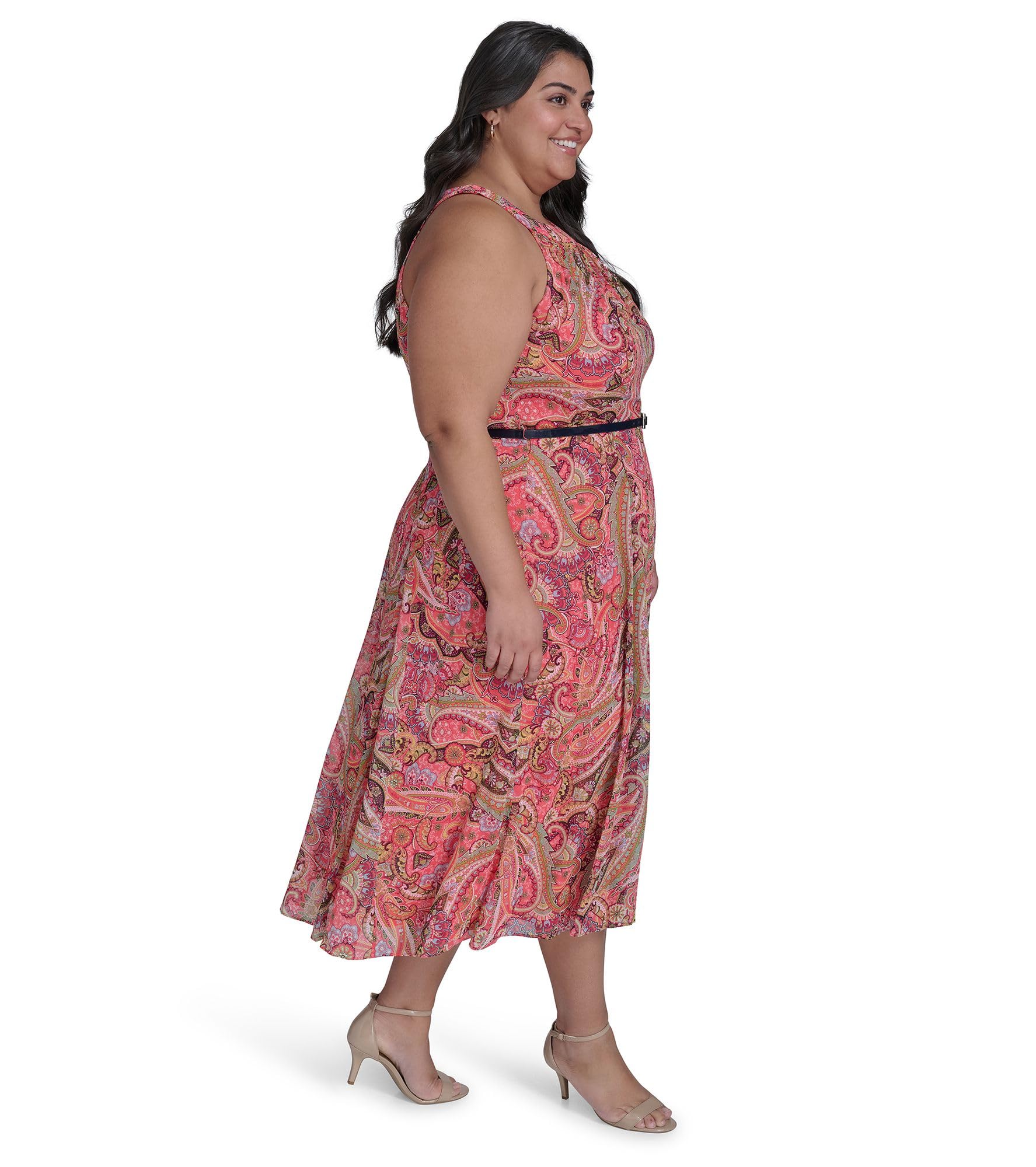Tommy Hilfiger Adaptive Tommy Hilfiger Women's Floral Belted Halter Dress Vestito Casual Donna