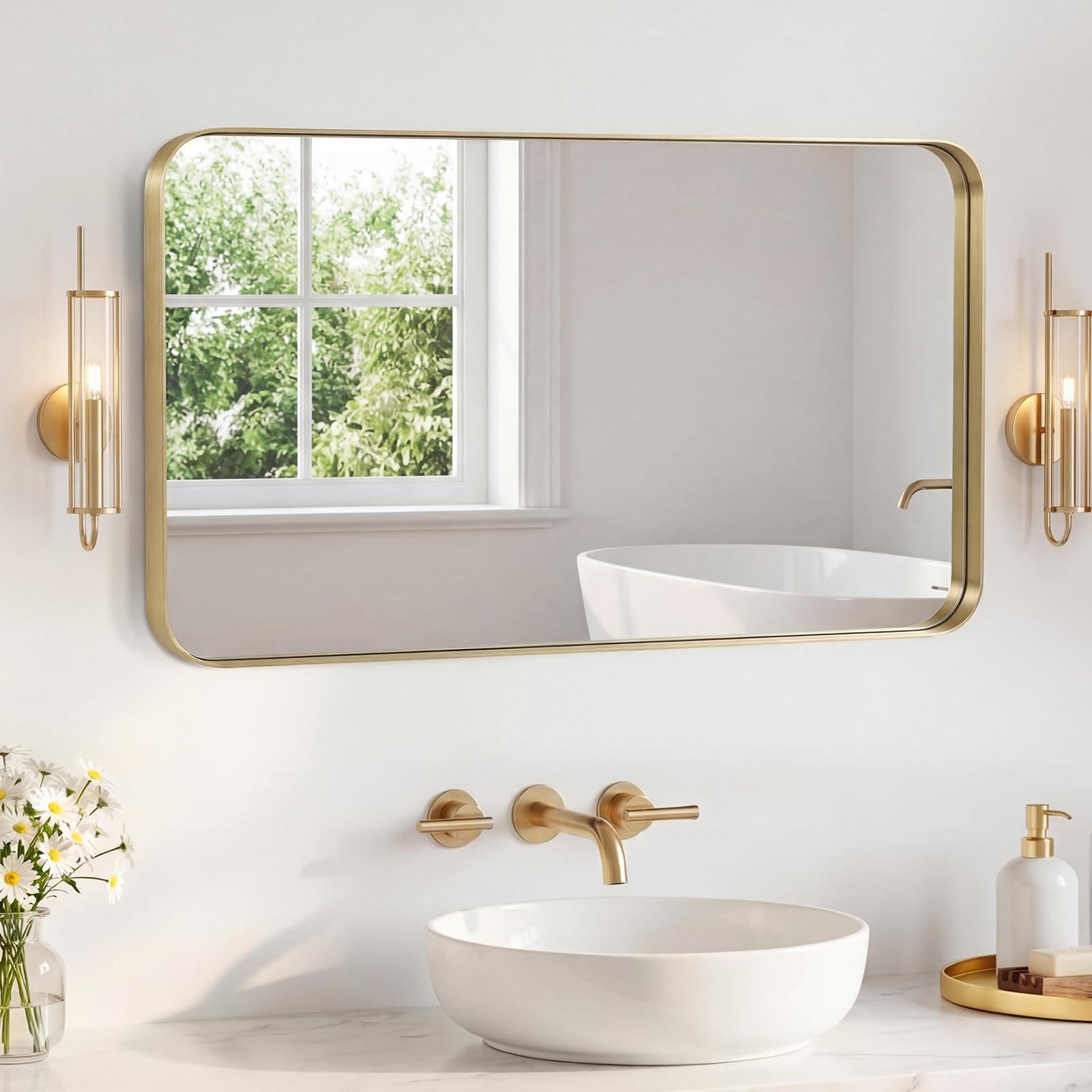 Sweetcrispy Bathroom Mirror 48x30 Inch, Vanity Mirror for Wall