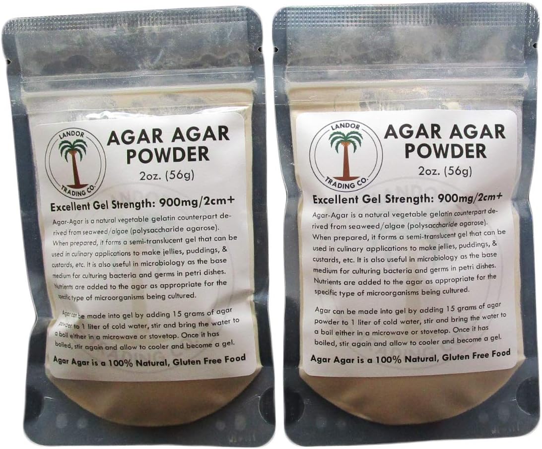 Agar Agar Powder 2 Ounces (2 pack) - Excellent Gel Strength