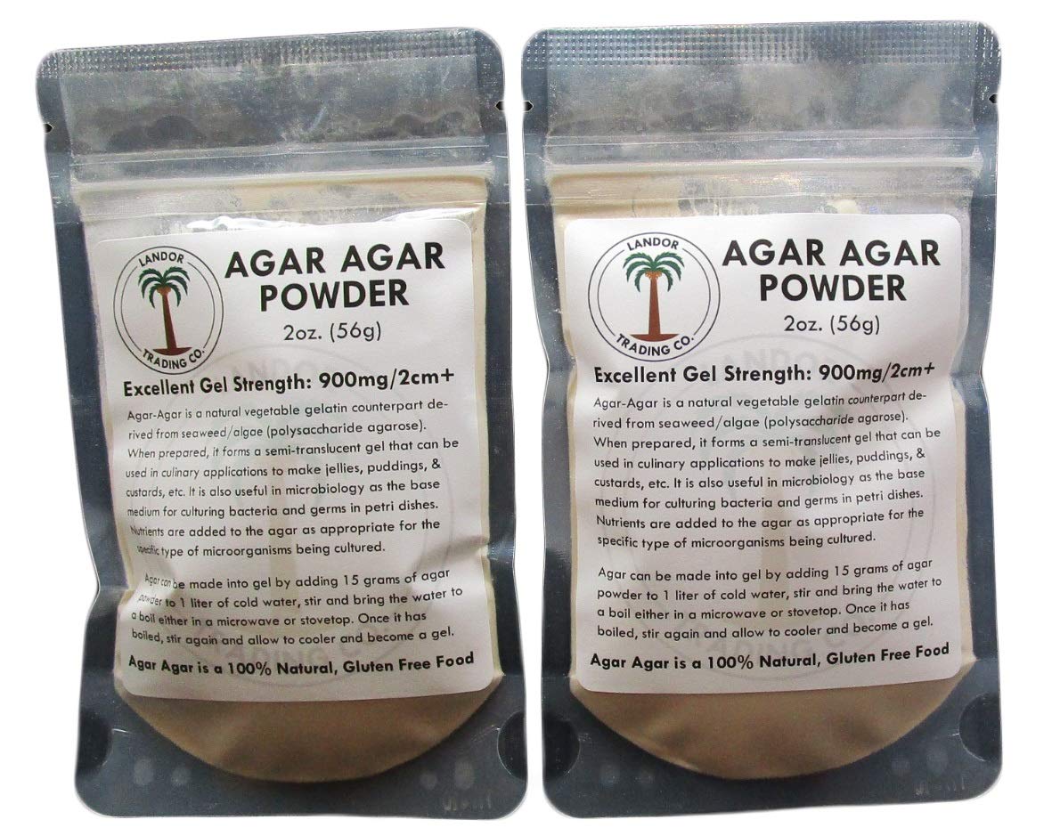 Agar Agar Powder 2 Ounces (2 pack) - Excellent Gel Strength