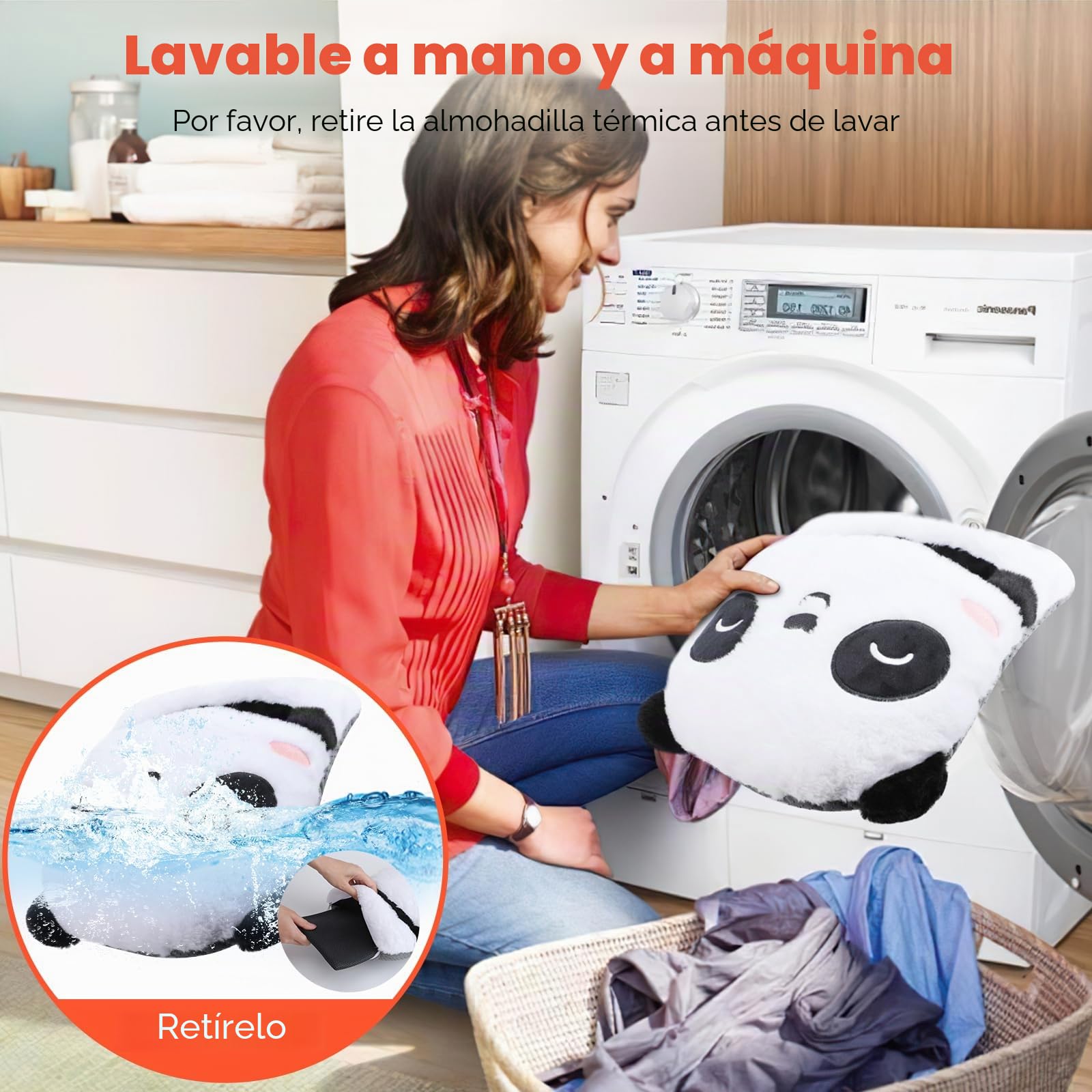 Calienta Pies Electrico, Lindo Calentador Pies de Panda Calentador de Pies de Calentamiento Rápido Calentador Pies Electrico Lavable con 4 Temperatura y 4 Temporizadores para Mujeres Hombres